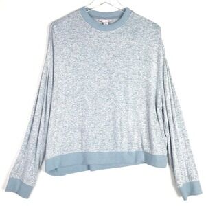 Topshop Top Womens Medium 12 Blue Space Dye Pullover Lightweight Knit Cozy Comfy